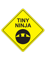 Tiny Ninja design with a ninja emoji on a yellow diamond